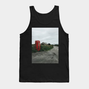 Old-Fashioned Red Phone Booth in British Countryside Tank Top